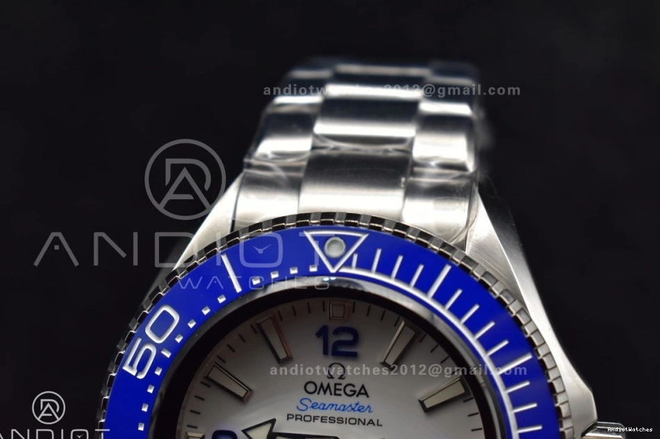 on Ceramic 1077 A SS Dial TF Ultra Deep Bezel NewStyle 6000M Best Blue SS 1:1 Edition White Bracelet Seamaster 0802